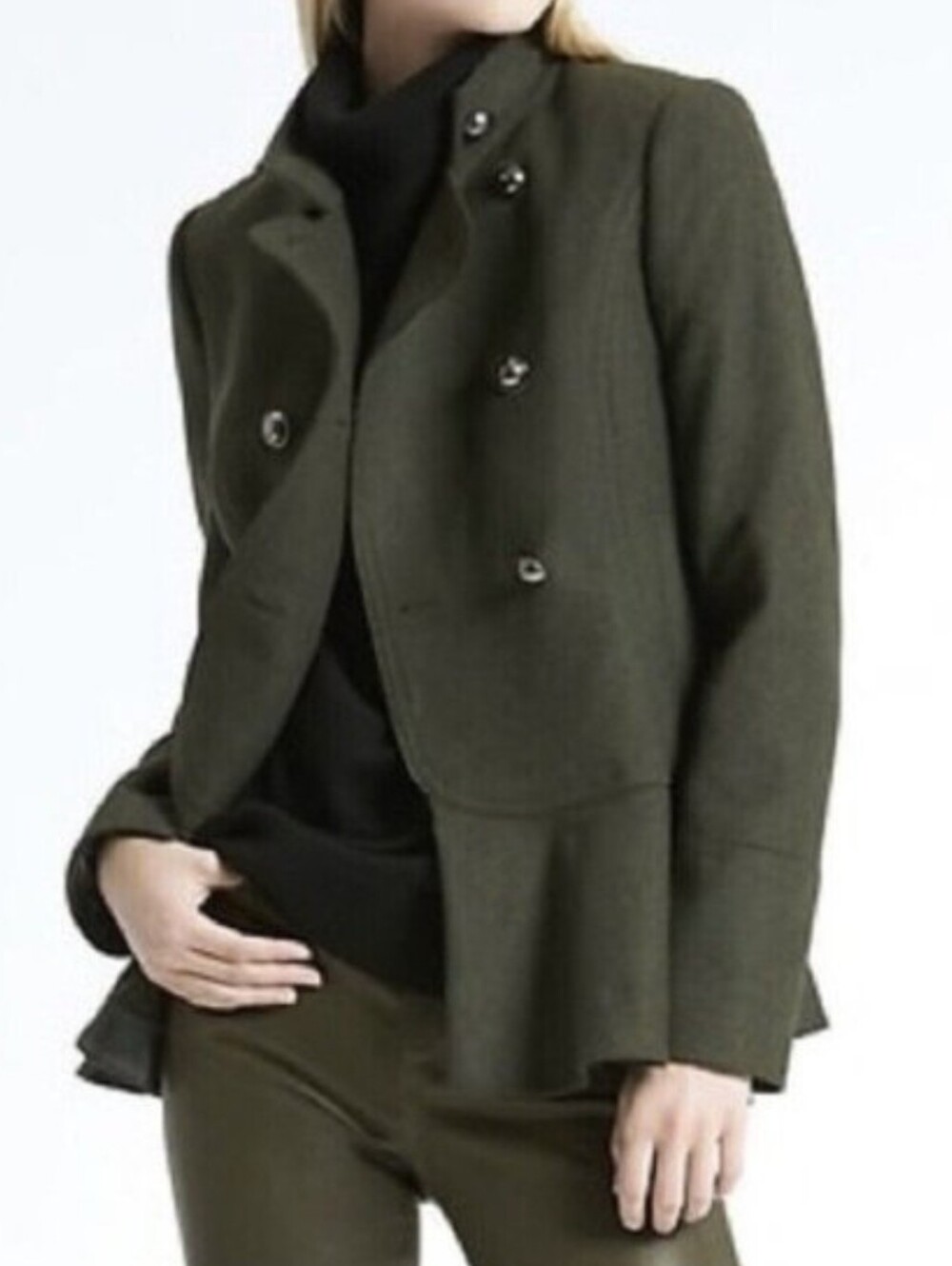 Mario Bellucci for Banana Republic Wool Blend Olive Green Double Breasted Jacket